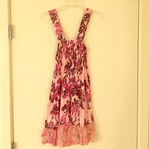 Pink flowered beach cover up